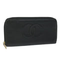 CHANEL Long Wallet Caviar Skin Black CC bs11198