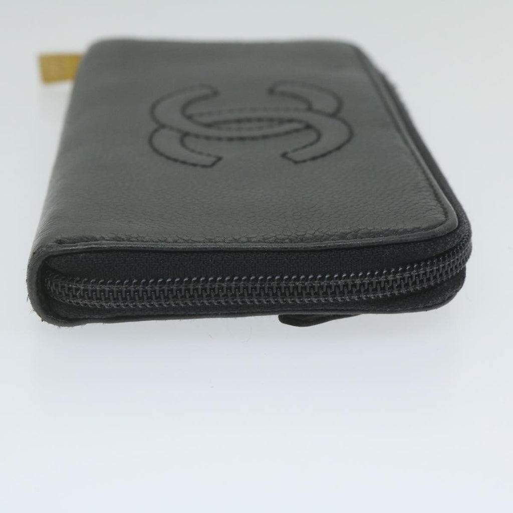 CHANEL Long Wallet Caviar Skin Black CC bs11198