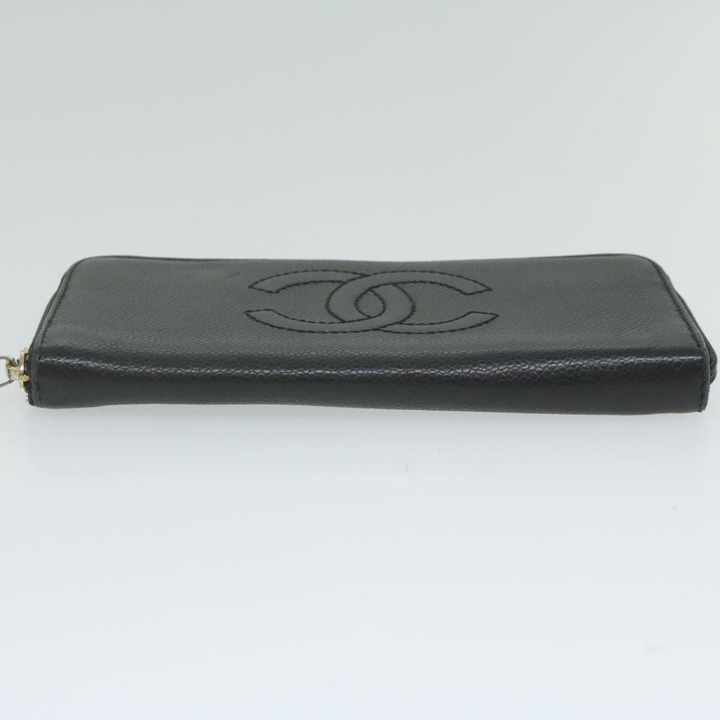 CHANEL Long Wallet Caviar Skin Black CC bs11198