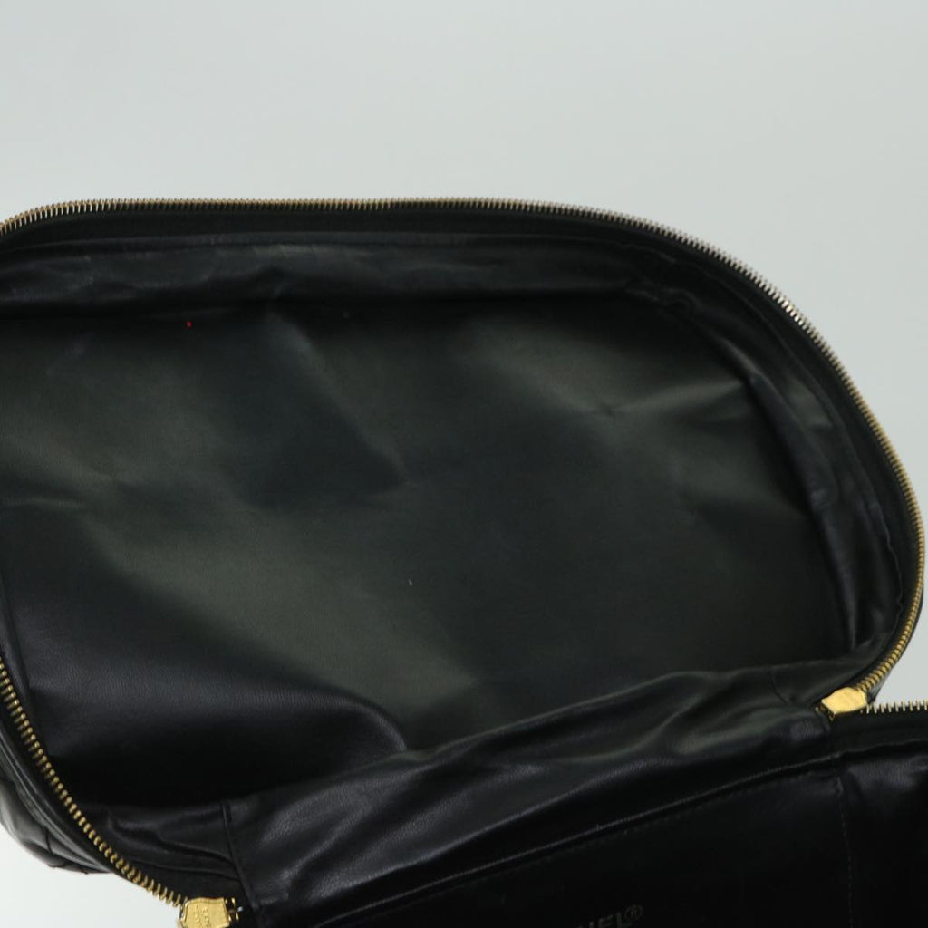 CHANEL Vanity Cosmetic Pouch Patent leather 2way Black CC bs11283