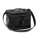 CHANEL Vanity Cosmetic Pouch Patent leather 2way Black CC bs11283