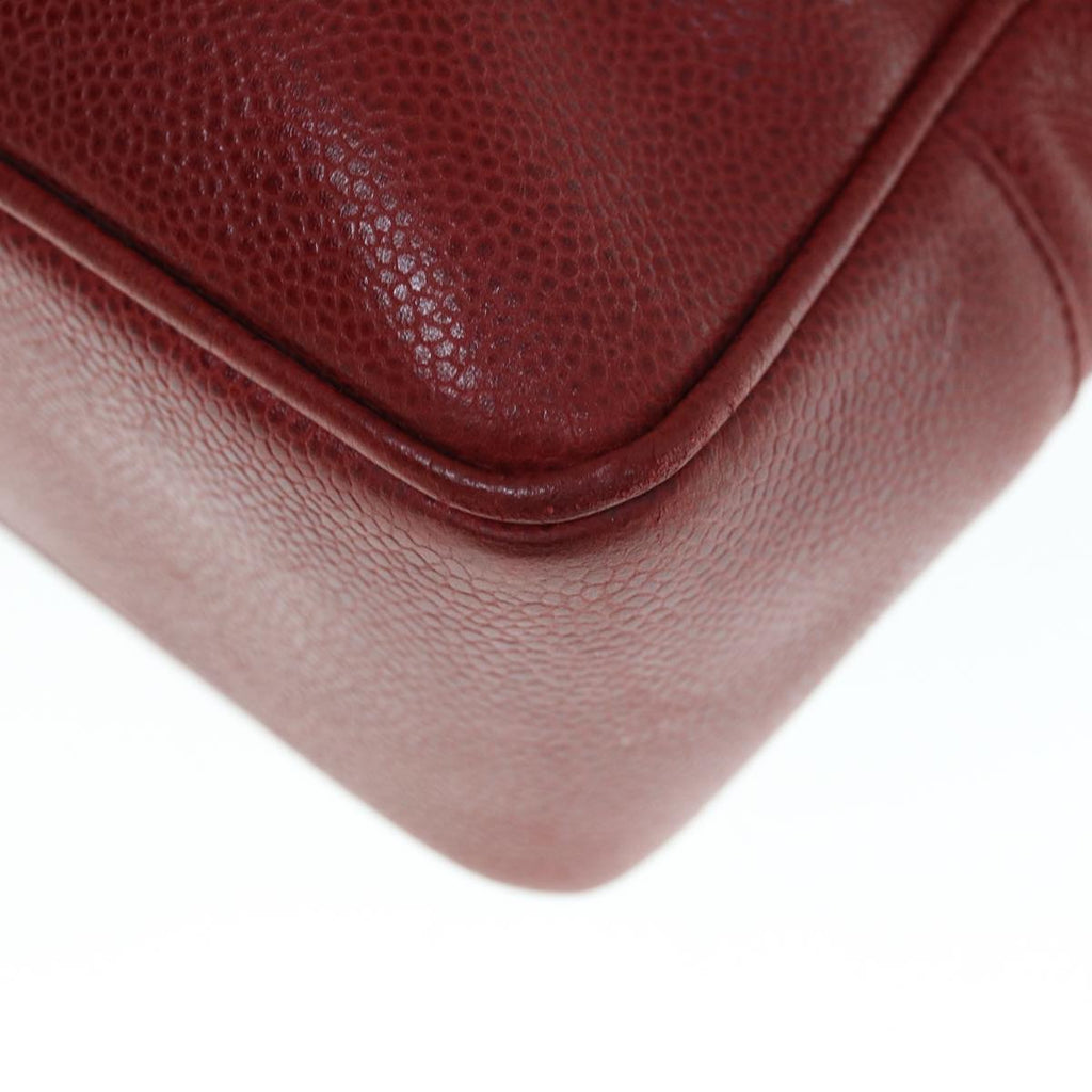 CHANEL Shoulder Bag Caviar Skin Red CC bs11402