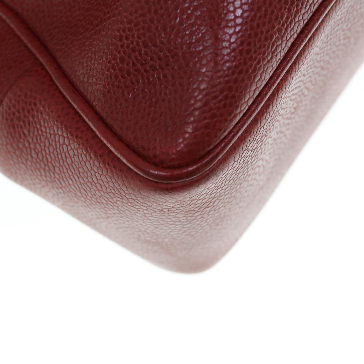 CHANEL Shoulder Bag Caviar Skin Red CC bs11402