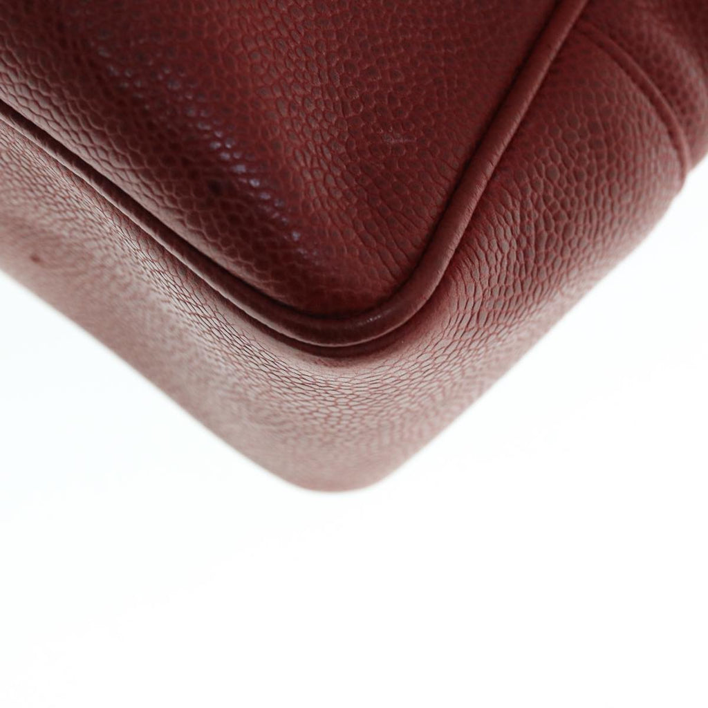 CHANEL Shoulder Bag Caviar Skin Red CC bs11402