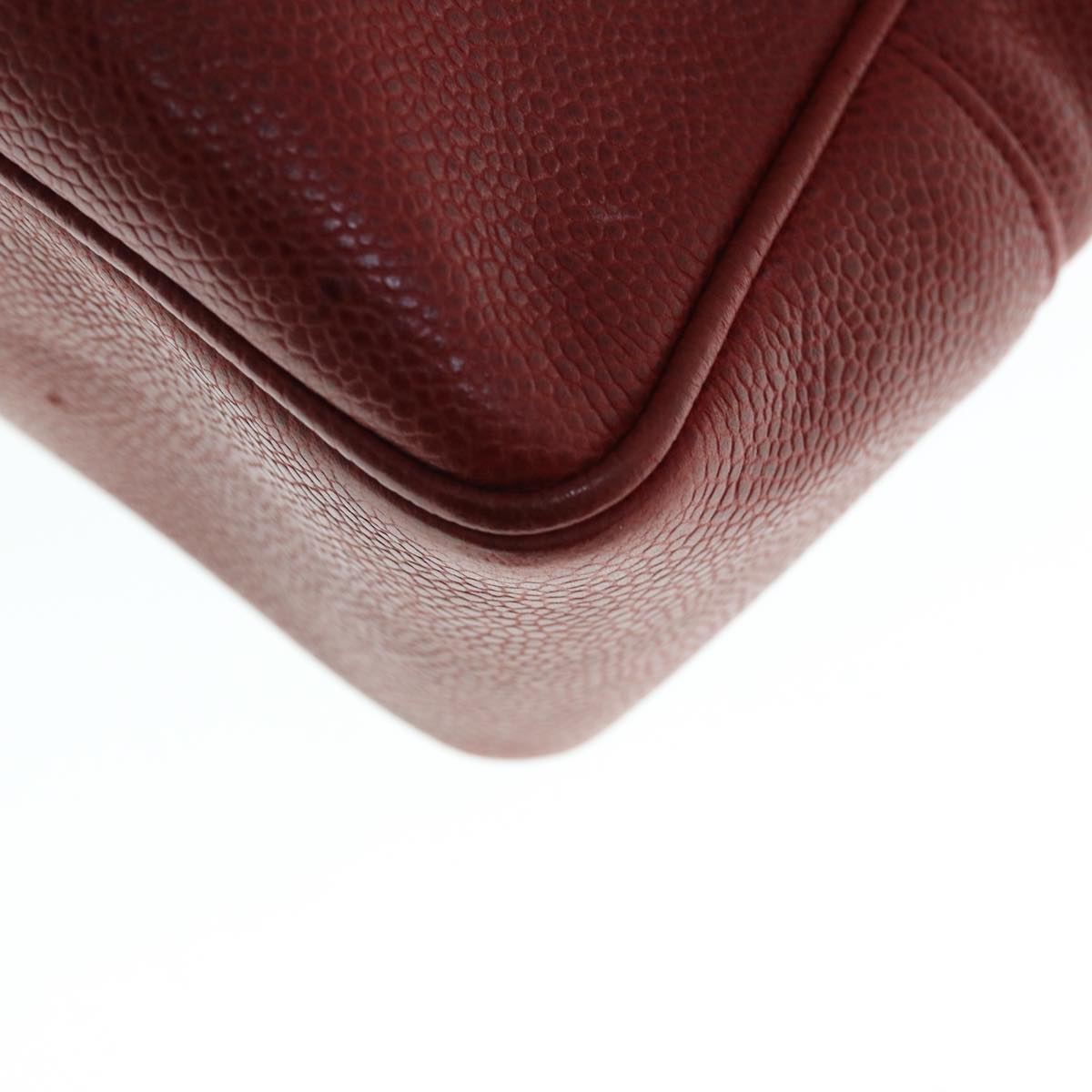 CHANEL Shoulder Bag Caviar Skin Red CC bs11402