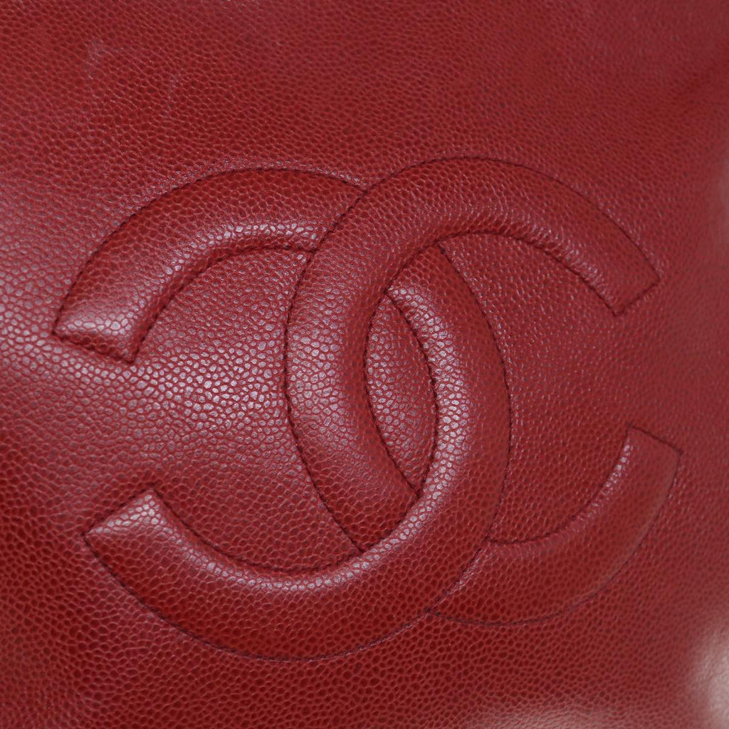 CHANEL Shoulder Bag Caviar Skin Red CC bs11402