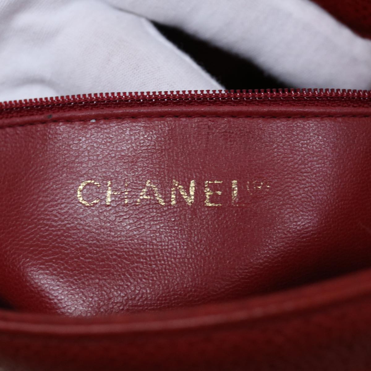 CHANEL Shoulder Bag Caviar Skin Red CC bs11402