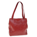 CHANEL Shoulder Bag Caviar Skin Red CC bs11402