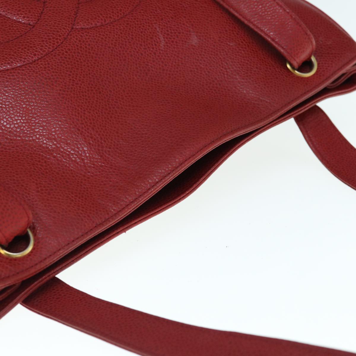 CHANEL Shoulder Bag Caviar Skin Red CC bs11402