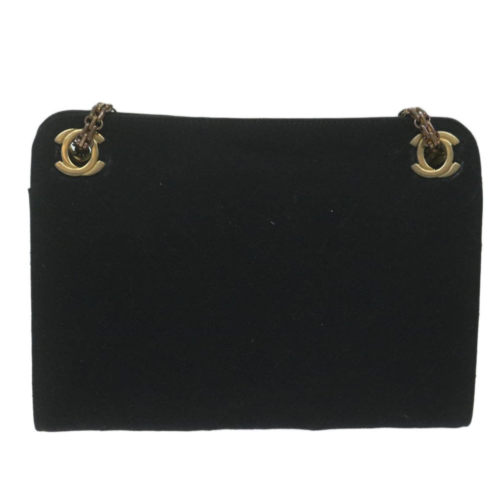 CHANEL Chain Shoulder Bag Cotton Black CC bs11474