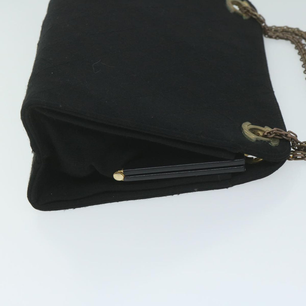 CHANEL Chain Shoulder Bag Cotton Black CC bs11474