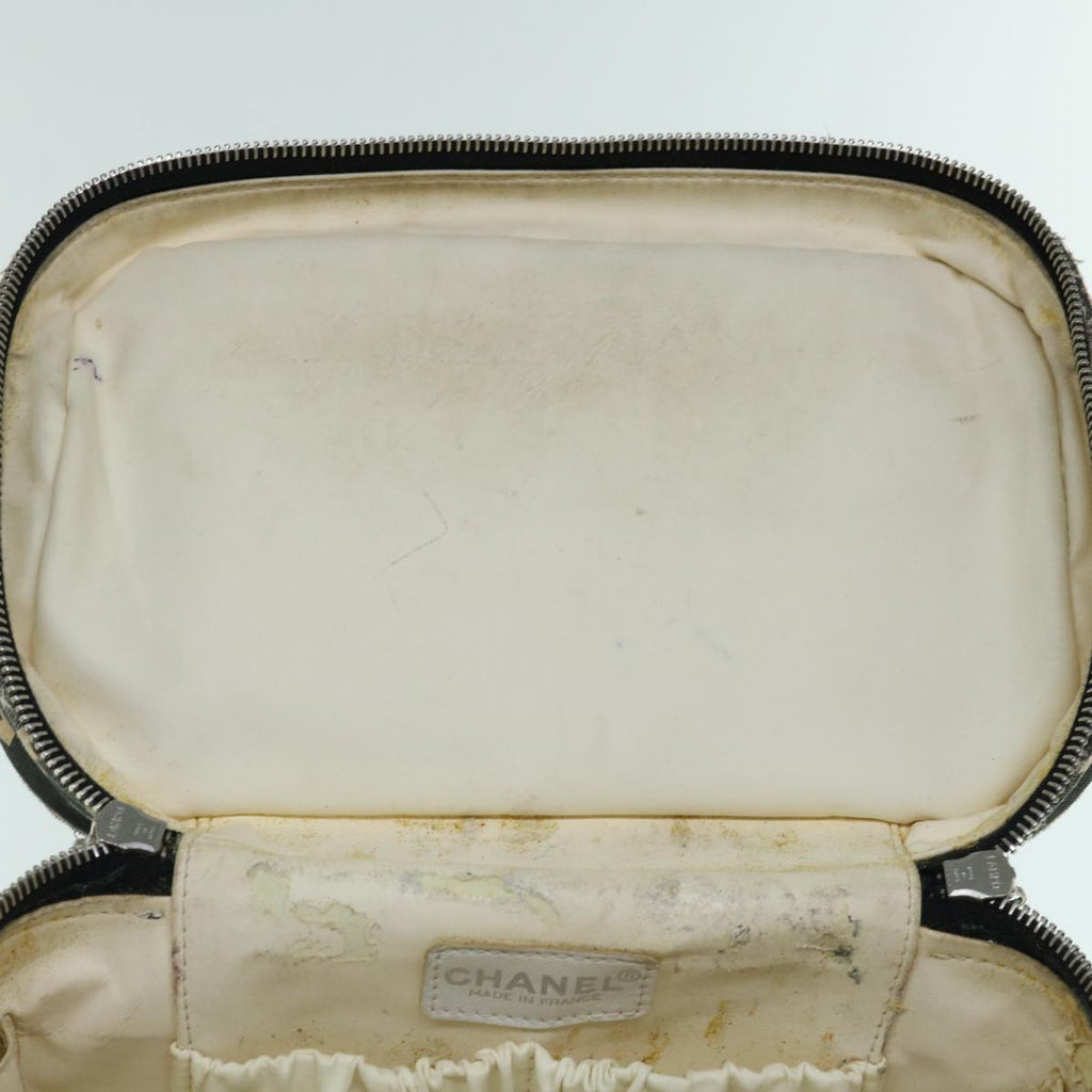 CHANEL Bycy Vanity Cosmetic Pouch Canvas Black CC bs11565