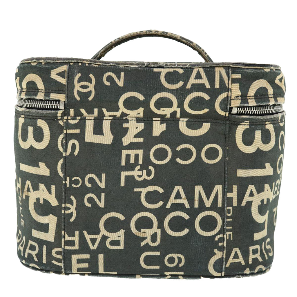 CHANEL Bycy Vanity Cosmetic Pouch Canvas Black CC bs11565