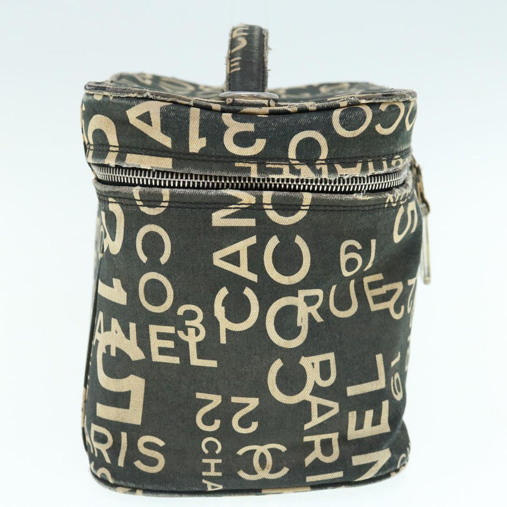 CHANEL Bycy Vanity Cosmetic Pouch Canvas Black CC bs11565