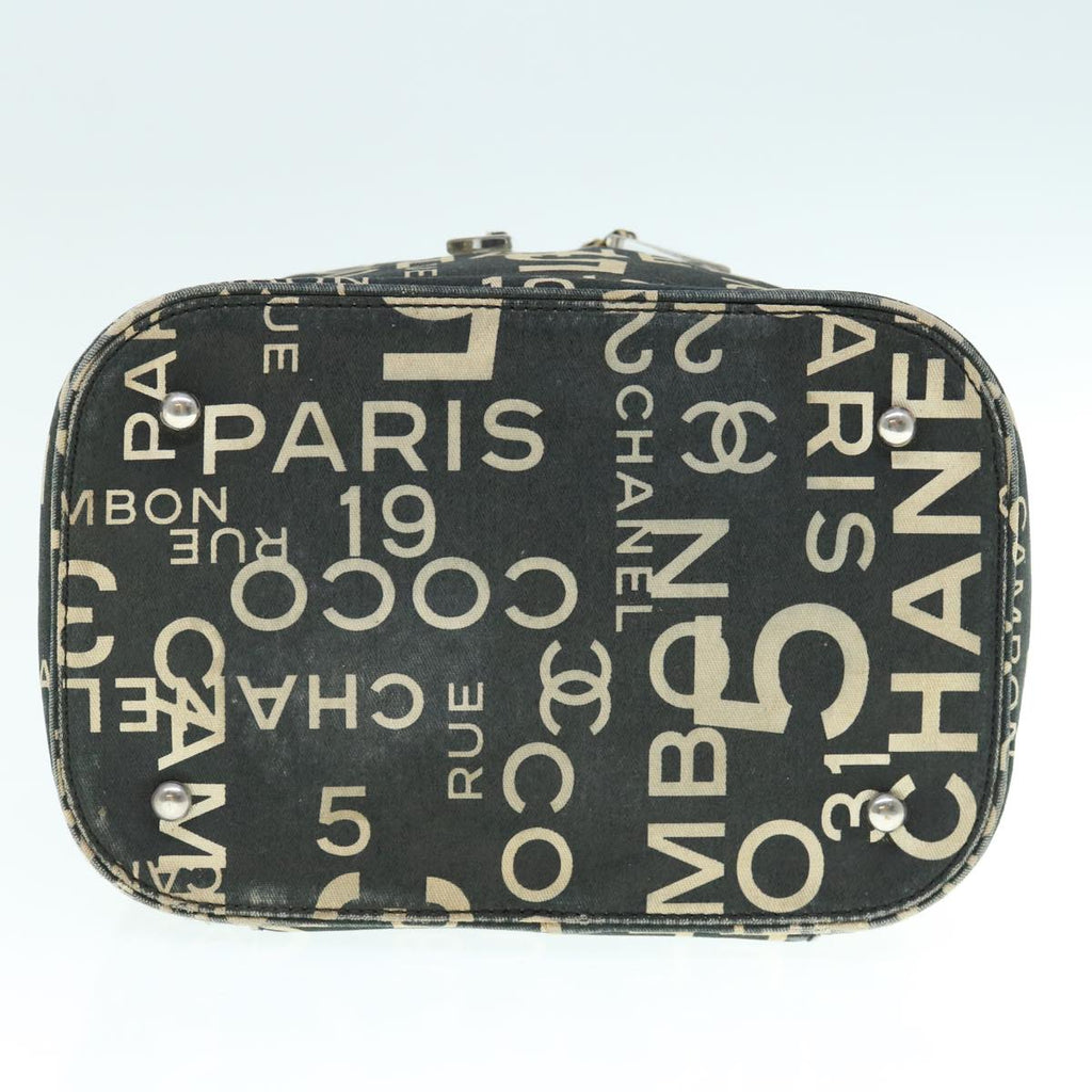 CHANEL Bycy Vanity Cosmetic Pouch Canvas Black CC bs11565