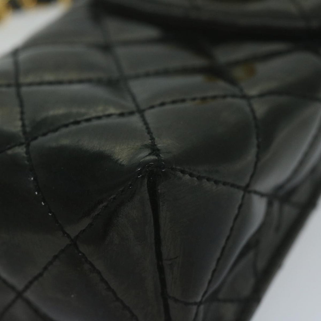 CHANEL Matelasse Chain Shoulder Bag Patent leather Black CC bs11765