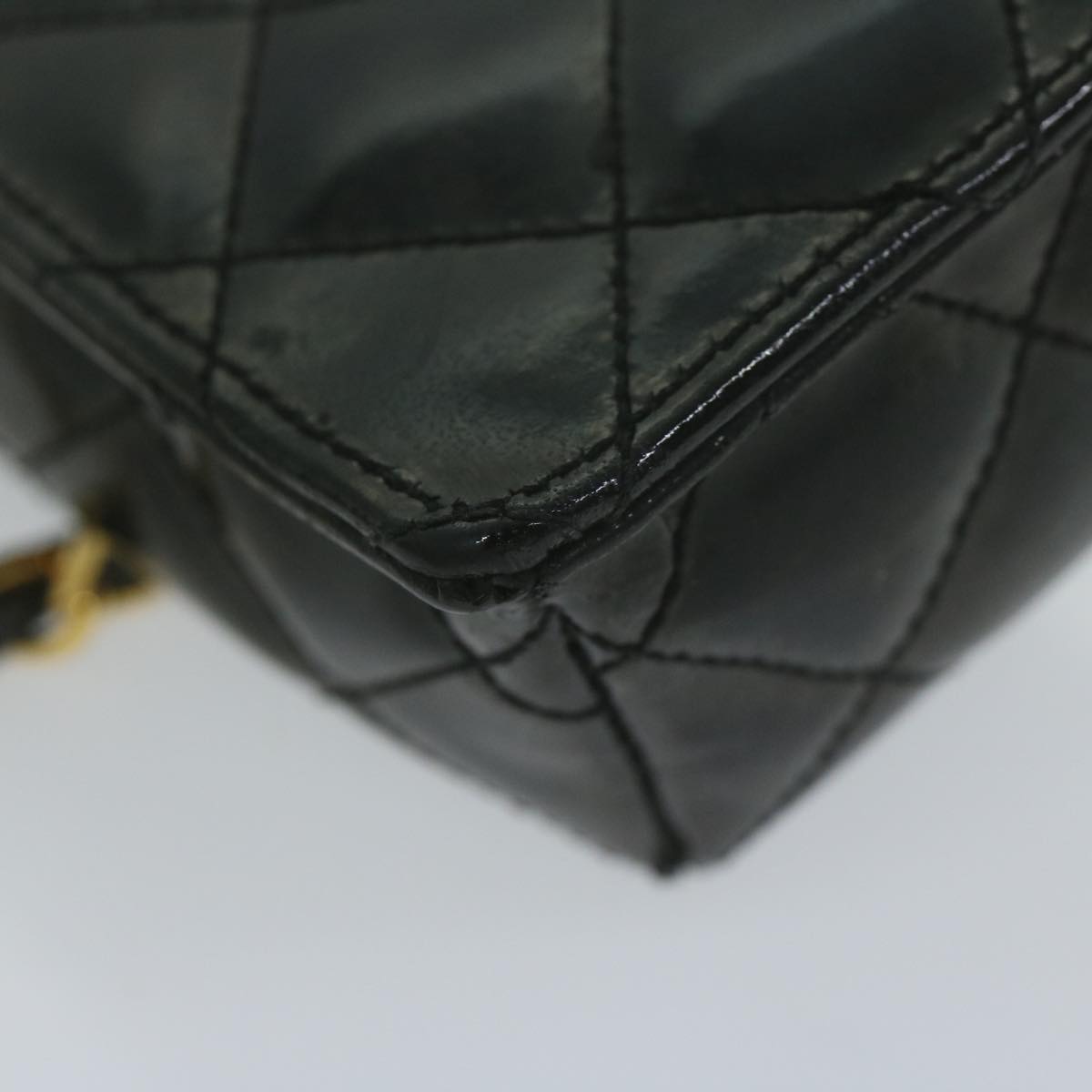 CHANEL Matelasse Chain Shoulder Bag Patent leather Black CC bs11765