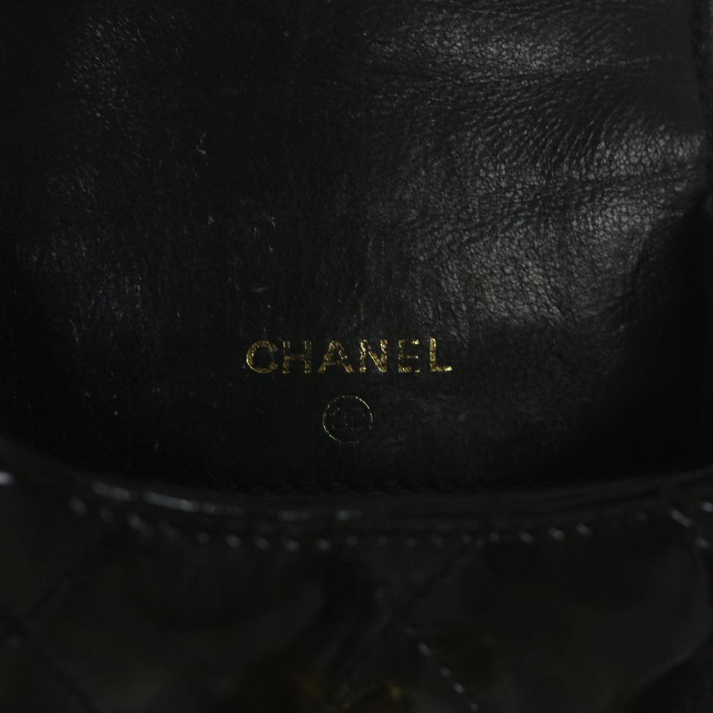 CHANEL Matelasse Chain Shoulder Bag Patent leather Black CC bs11765
