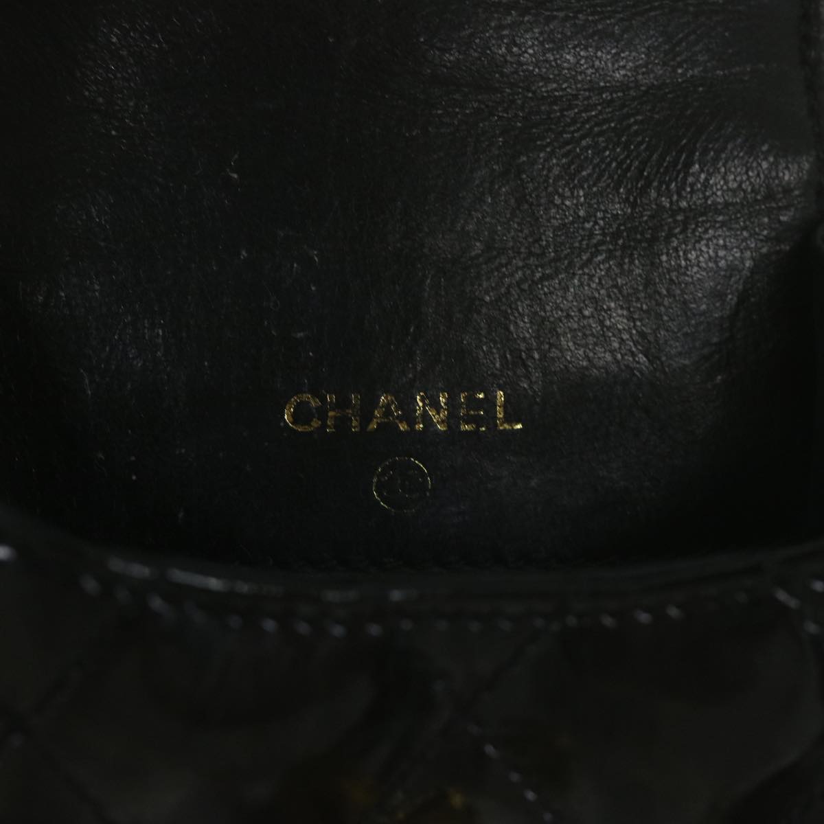 CHANEL Matelasse Chain Shoulder Bag Patent leather Black CC bs11765