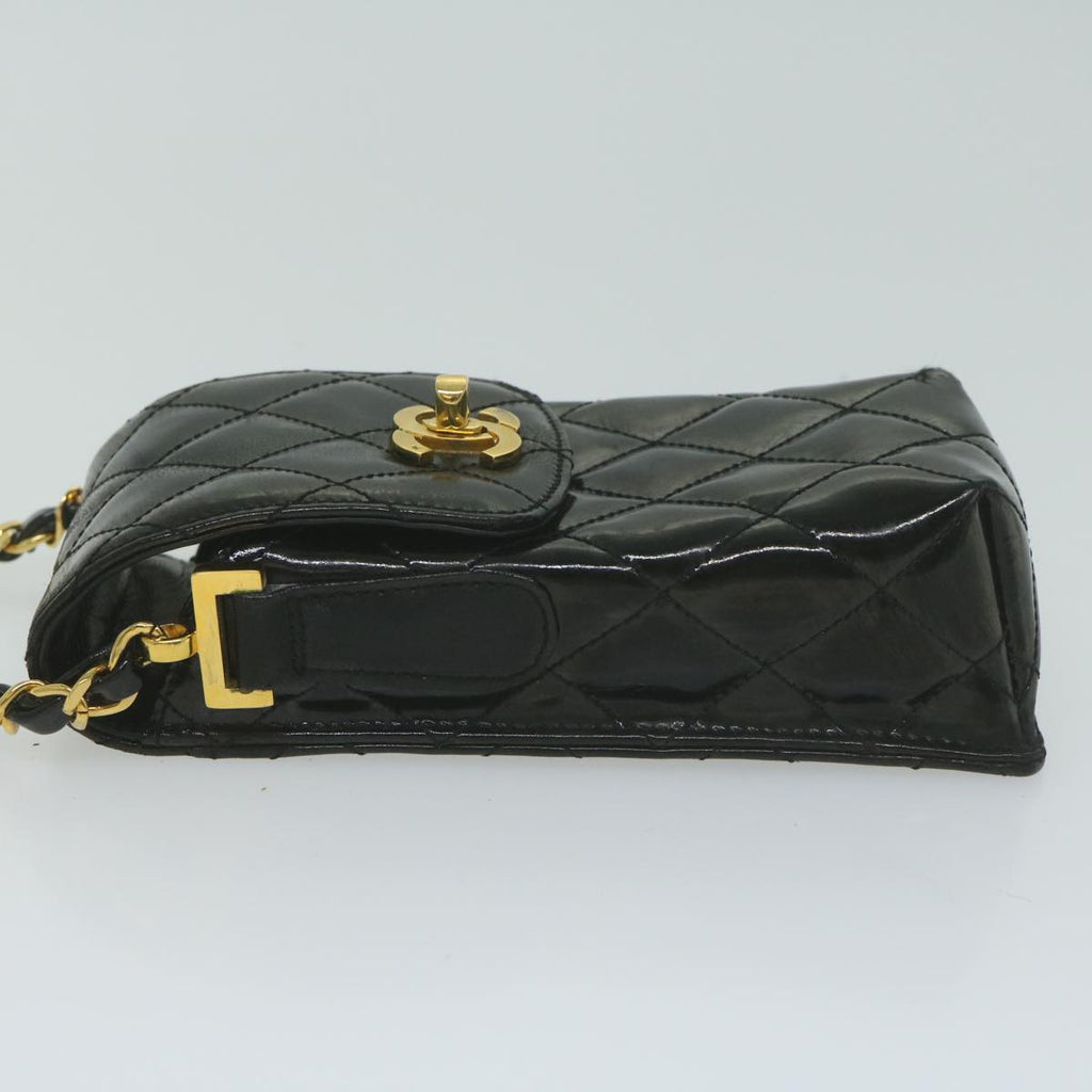CHANEL Matelasse Chain Shoulder Bag Patent leather Black CC bs11765