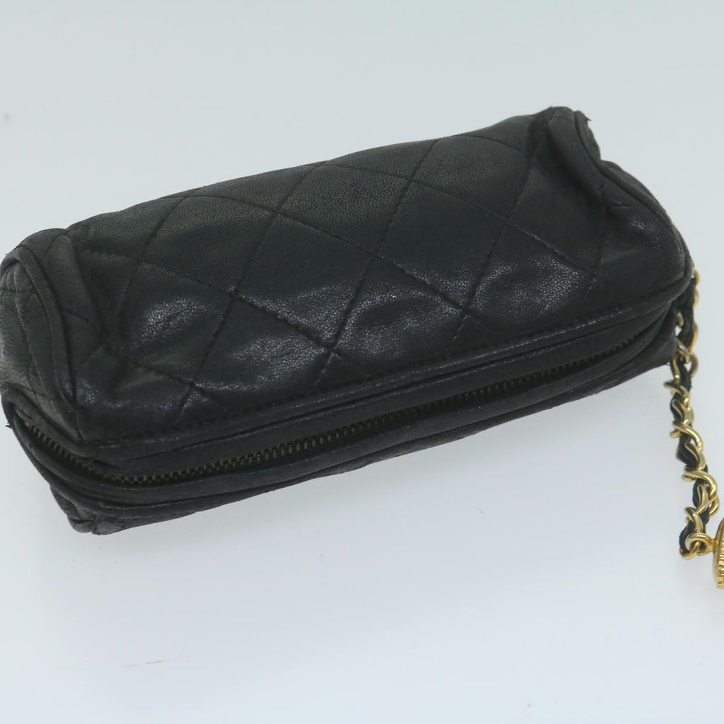CHANEL Pouch Lamb Skin Black CC bs11890