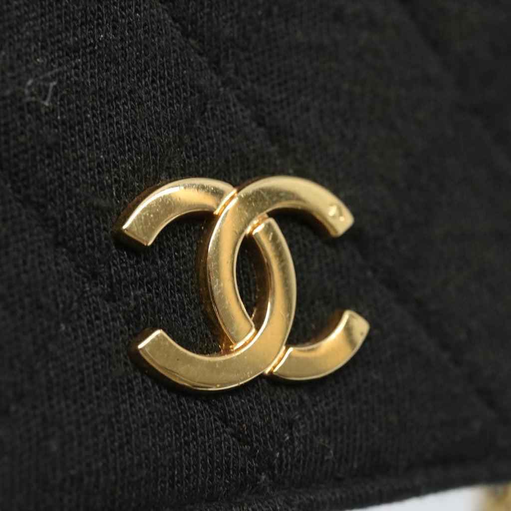 CHANEL Matelasse Chain Shoulder Bag Cotton Black CC bs12038