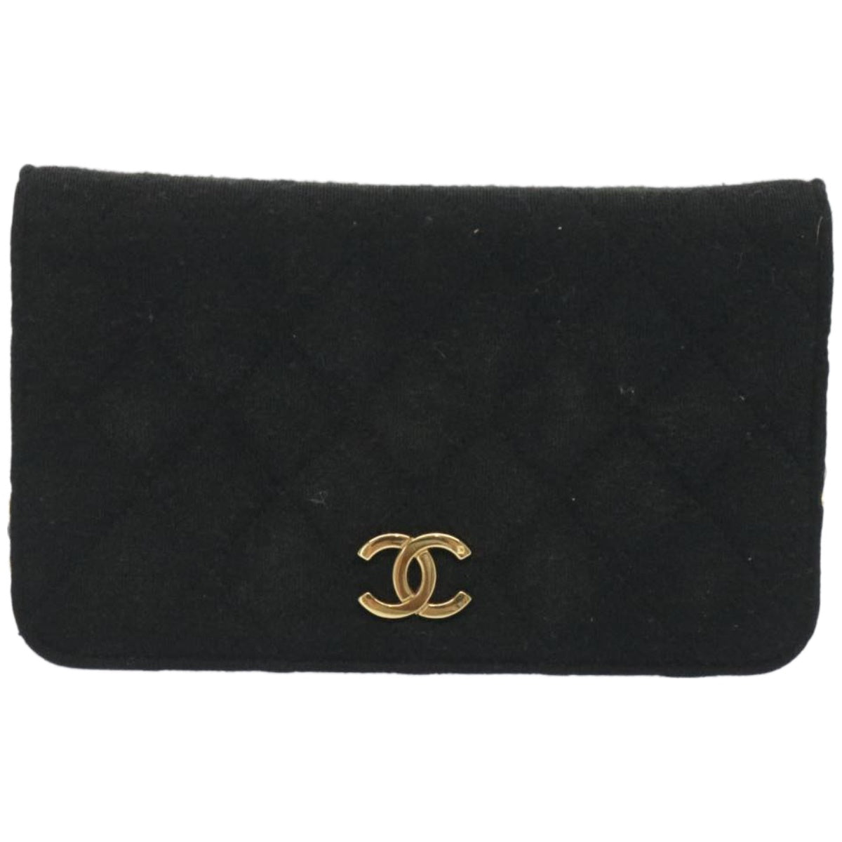 CHANEL Matelasse Chain Shoulder Bag Cotton Black CC bs12038