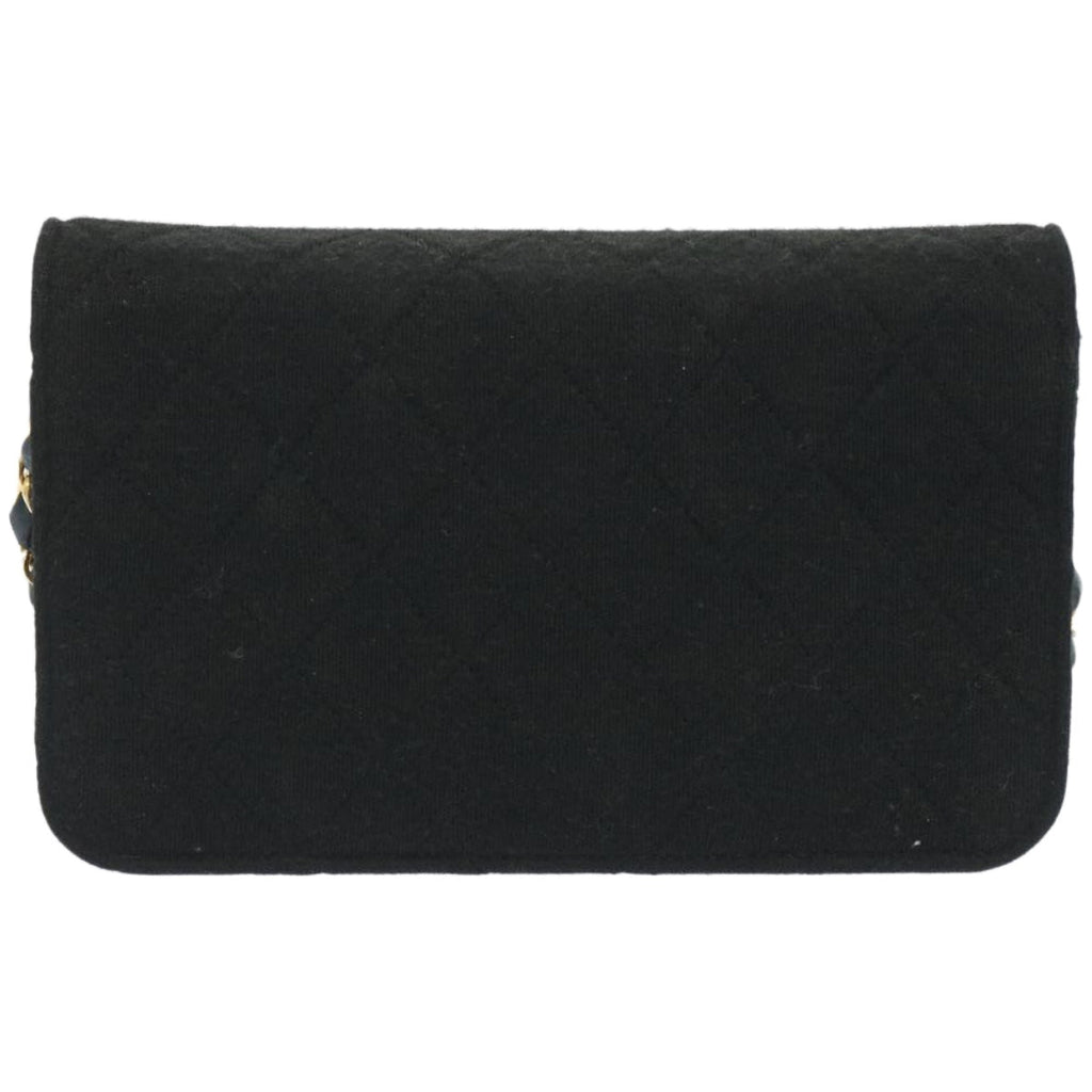 CHANEL Matelasse Chain Shoulder Bag Cotton Black CC bs12038