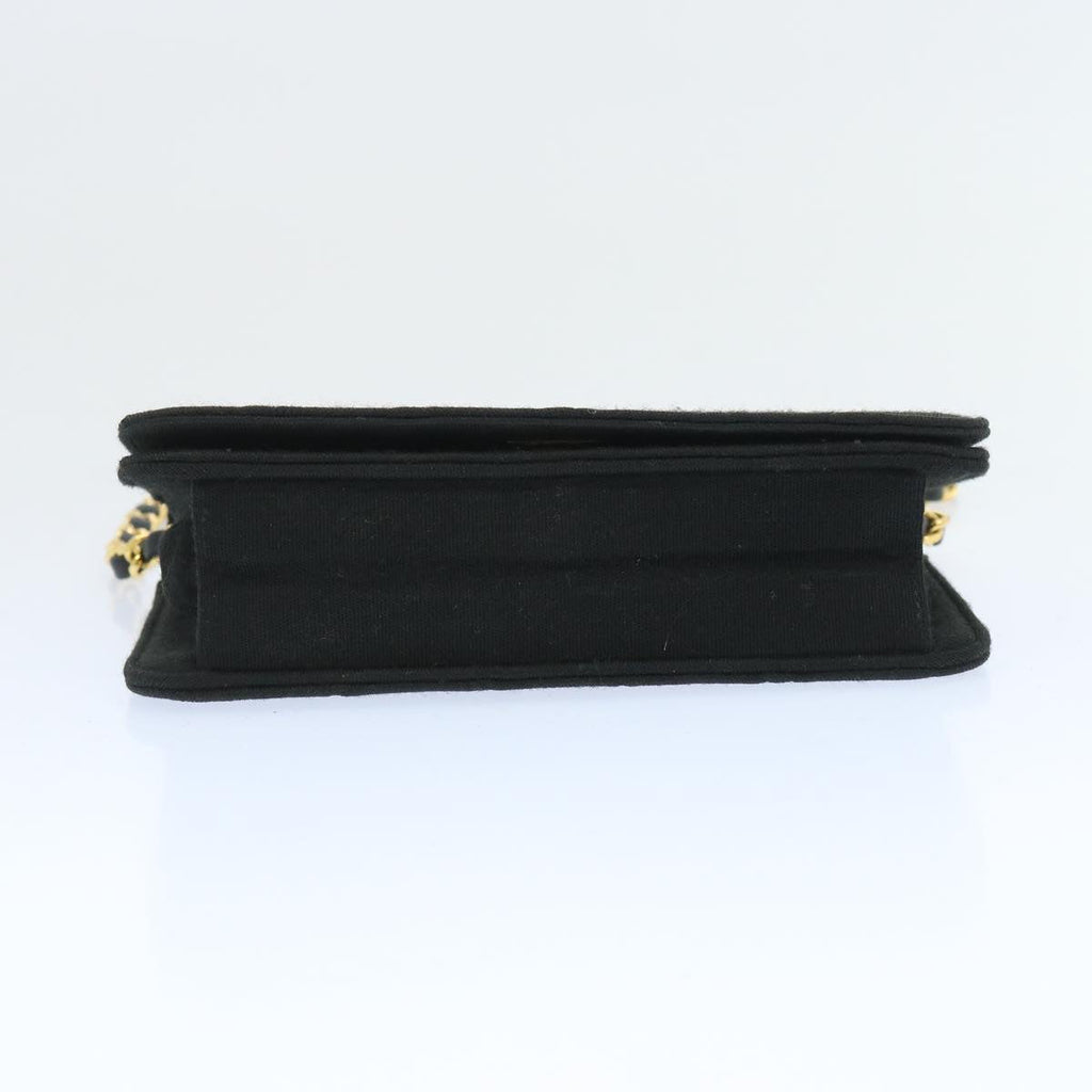 CHANEL Matelasse Chain Shoulder Bag Cotton Black CC bs12038