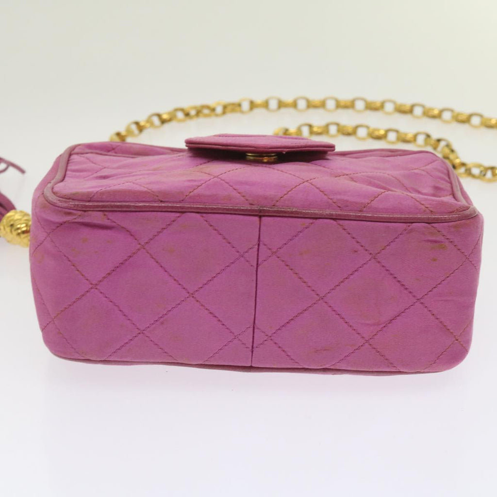 CHANEL Chain Shoulder Bag Satin Pink CC bs12068