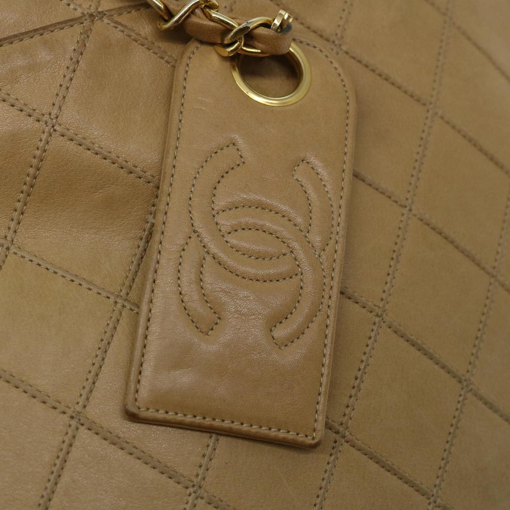 CHANEL Chain Shoulder Bag Leather Beige CC bs12132