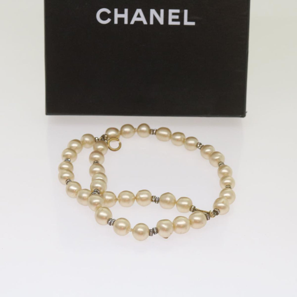 CHANEL Pearl Bracelet metal White CC bs12272