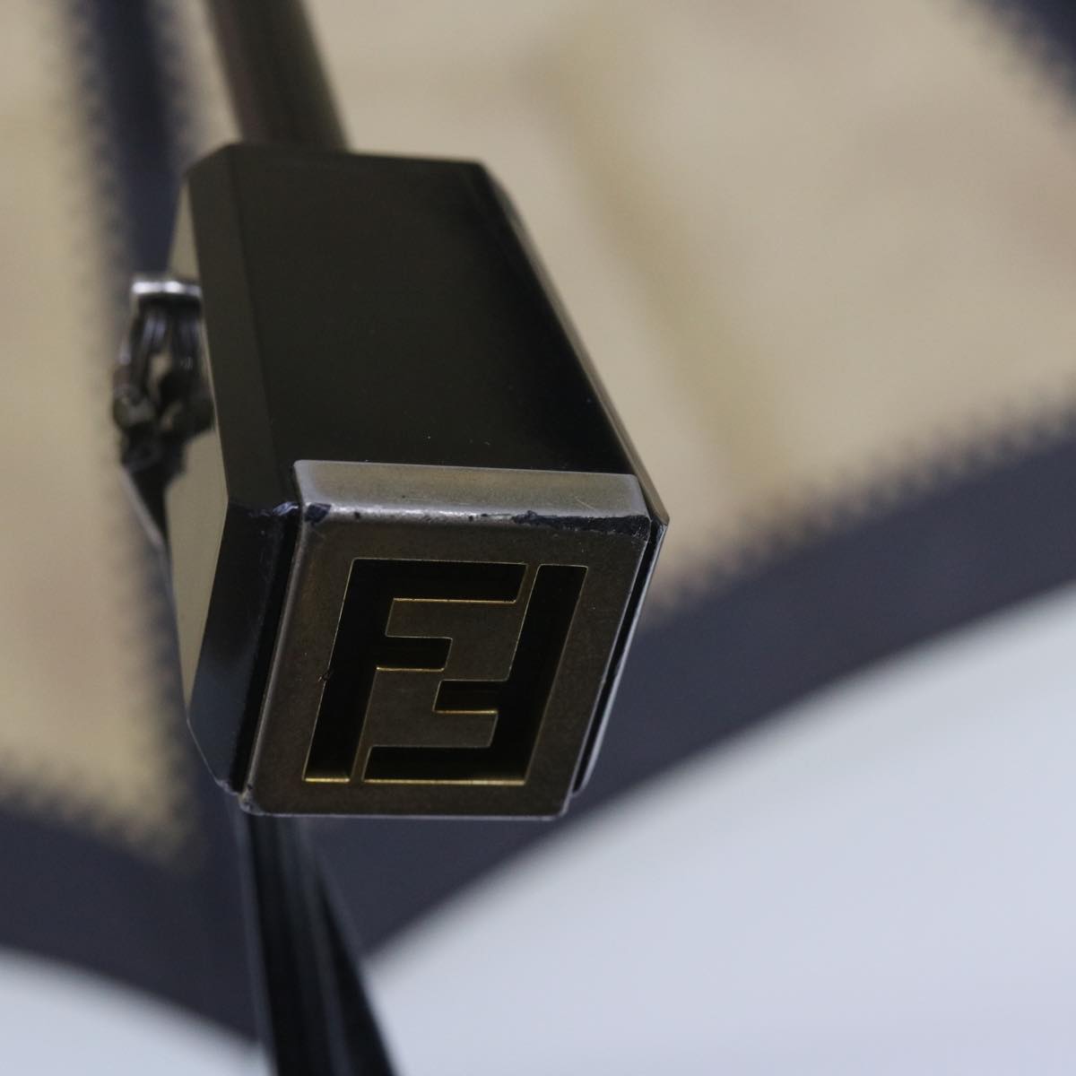 FENDI Zucchino Canvas folding Umbrella Nylon Gold Black bs12295