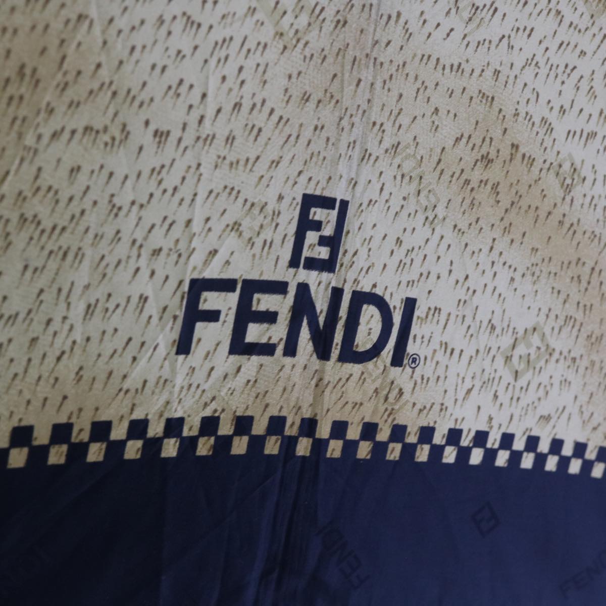 FENDI Zucchino Canvas folding Umbrella Nylon Gold Black bs12295