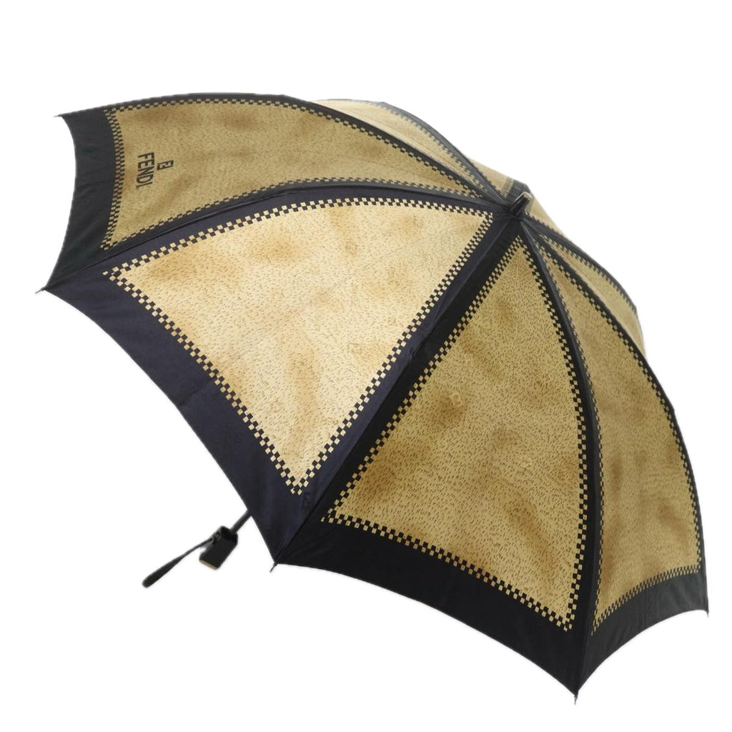 FENDI Zucchino Canvas folding Umbrella Nylon Gold Black bs12295