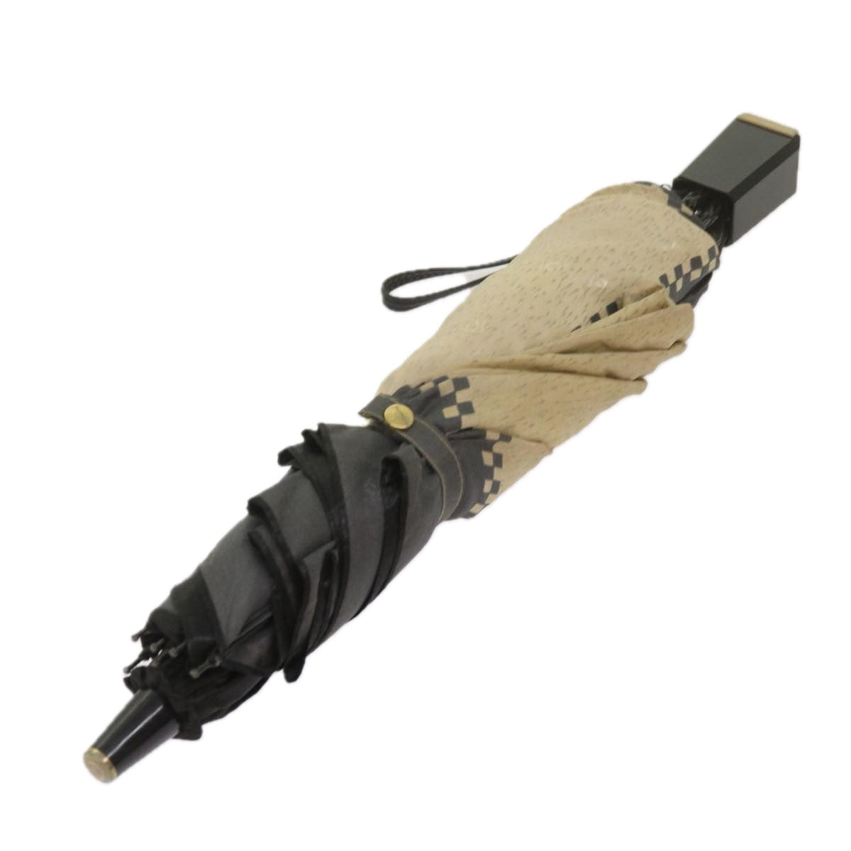 FENDI Zucchino Canvas folding Umbrella Nylon Gold Black bs12295