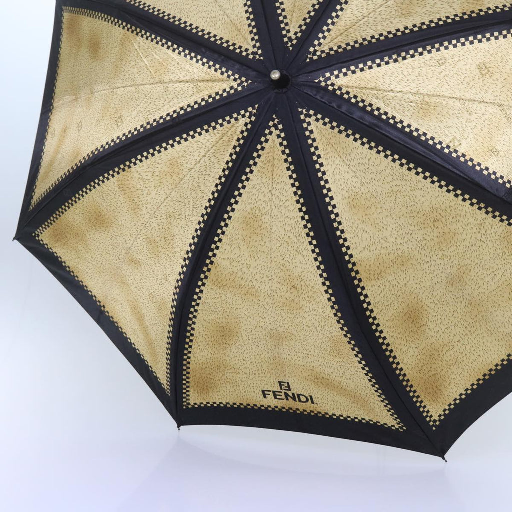 FENDI Zucchino Canvas folding Umbrella Nylon Gold Black bs12295