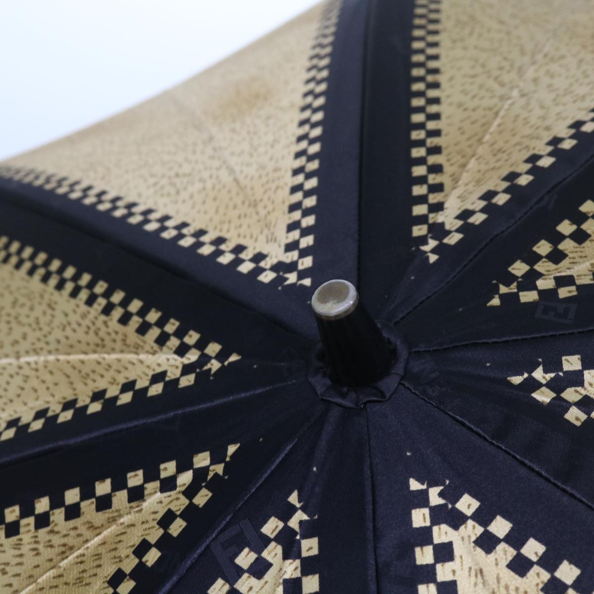 FENDI Zucchino Canvas folding Umbrella Nylon Gold Black bs12295