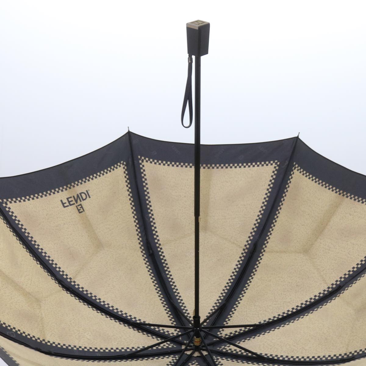 FENDI Zucchino Canvas folding Umbrella Nylon Gold Black bs12295
