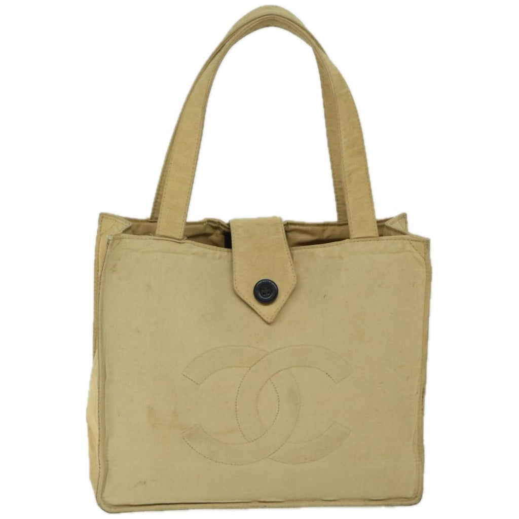 CHANEL Hand Bag Nylon Beige CC bs12434