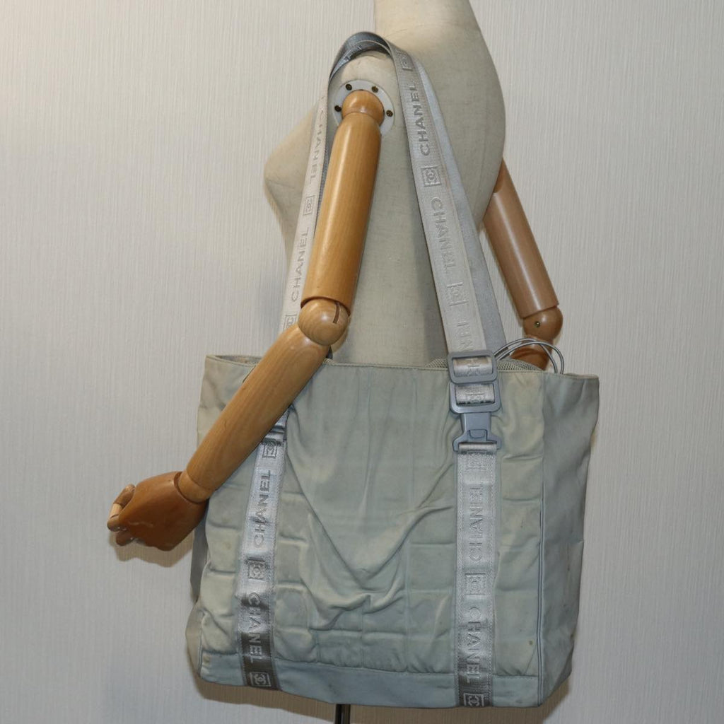 CHANEL Sports Line Tote Bag Canvas Gray CC bs13030