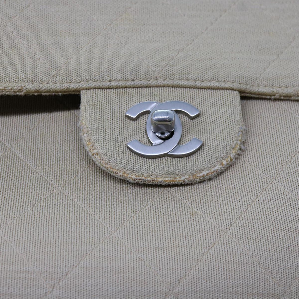 CHANEL Matelasse Chain Turn Lock Shoulder Bag cotton Beige CC bs13037