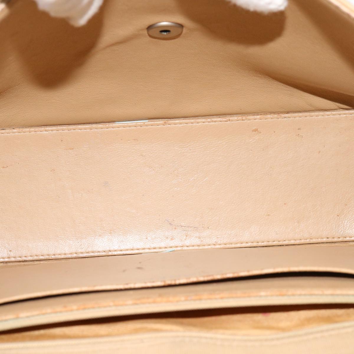 CHANEL Matelasse Chain Turn Lock Shoulder Bag cotton Beige CC bs13037