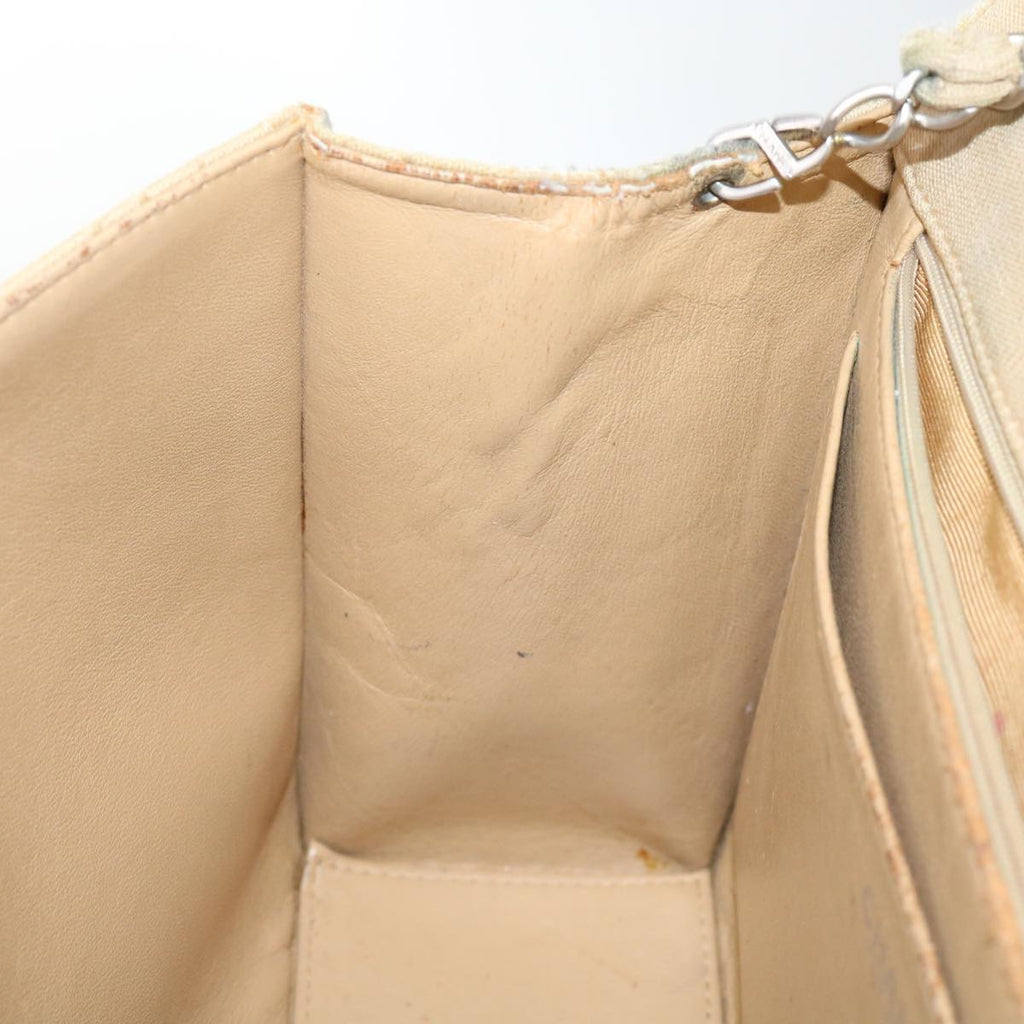 CHANEL Matelasse Chain Turn Lock Shoulder Bag cotton Beige CC bs13037