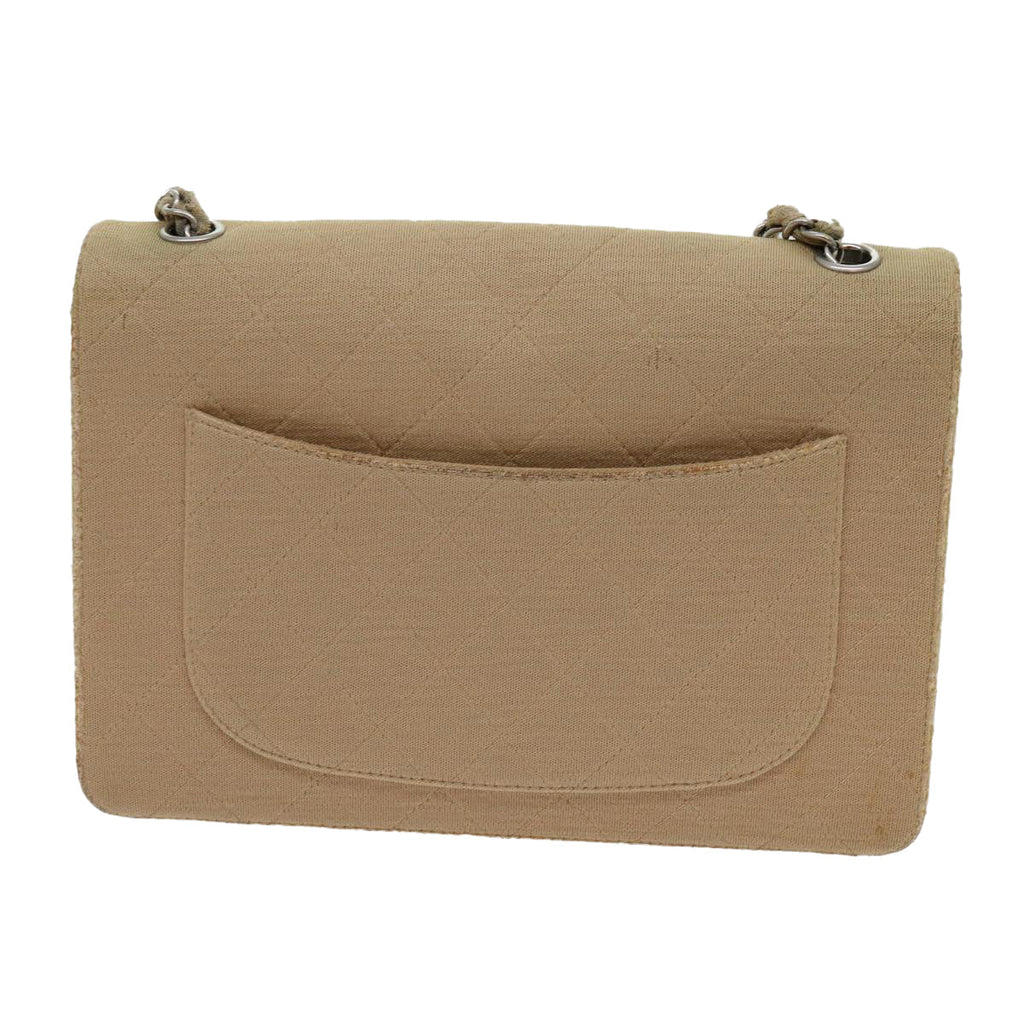 CHANEL Matelasse Chain Turn Lock Shoulder Bag cotton Beige CC bs13037