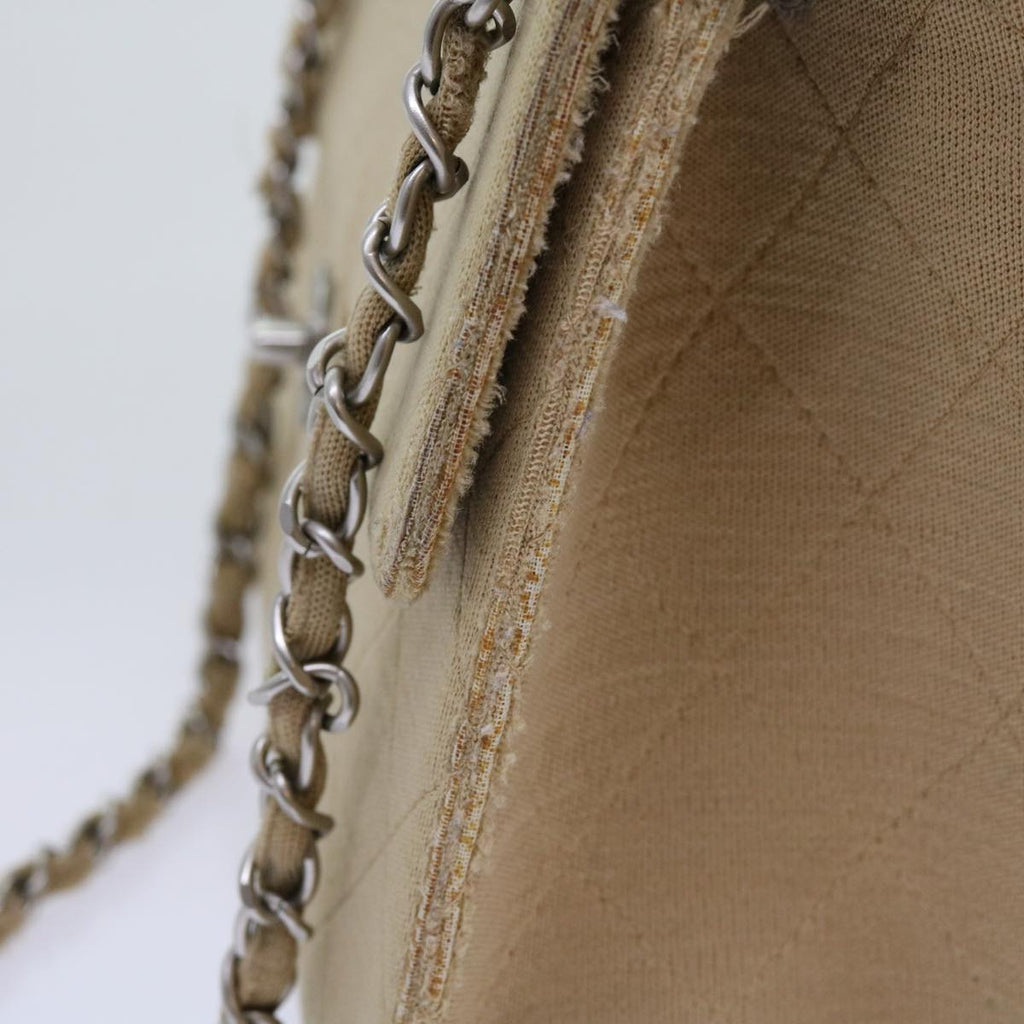 CHANEL Matelasse Chain Turn Lock Shoulder Bag cotton Beige CC bs13037