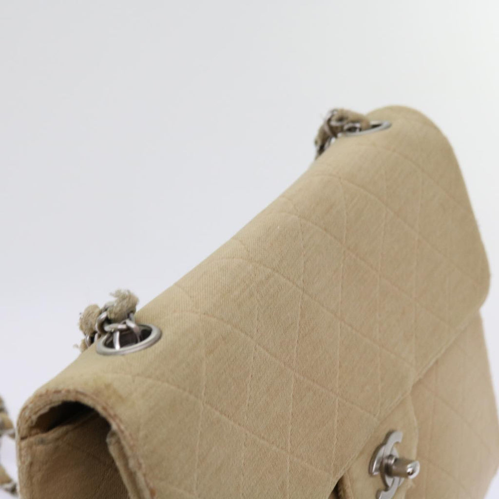 CHANEL Matelasse Chain Turn Lock Shoulder Bag cotton Beige CC bs13037