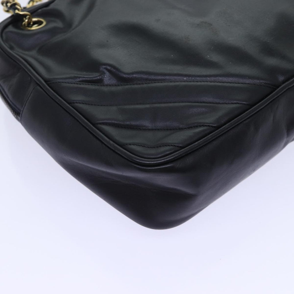 CHANEL Matelasse Chain Shoulder Bag Leather Black CC bs13119