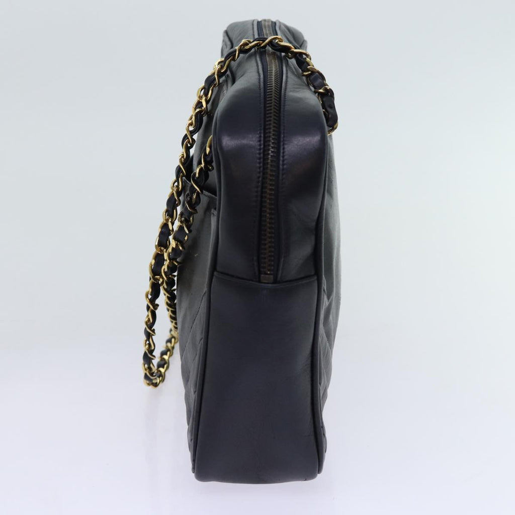 CHANEL Matelasse Chain Shoulder Bag Leather Black CC bs13119