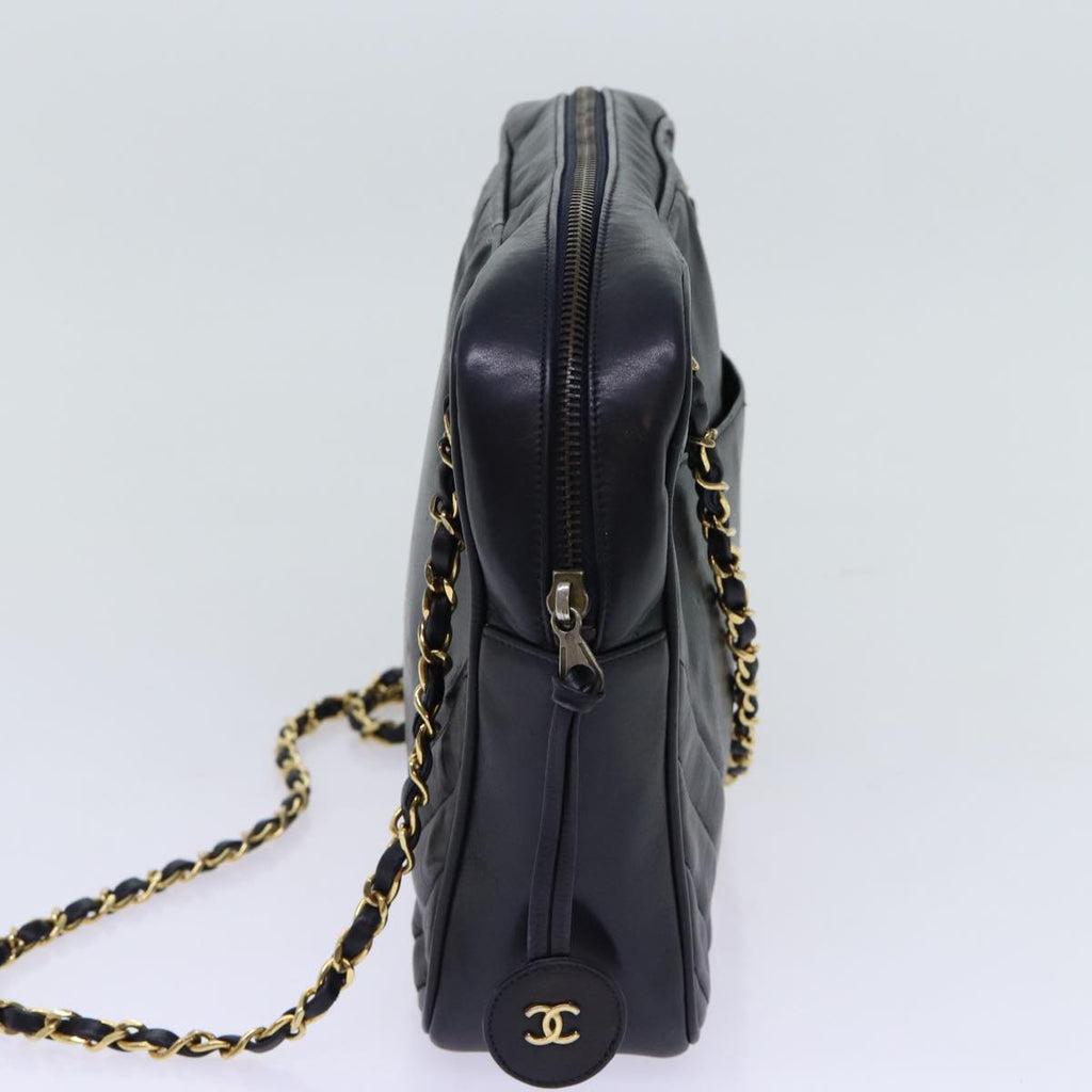 CHANEL Matelasse Chain Shoulder Bag Leather Black CC bs13119
